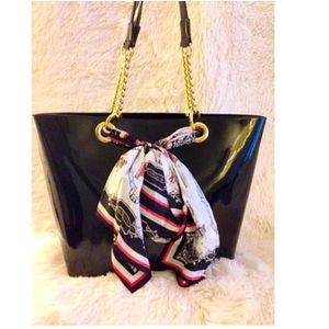 DKNY patent leather tote bag with scarf